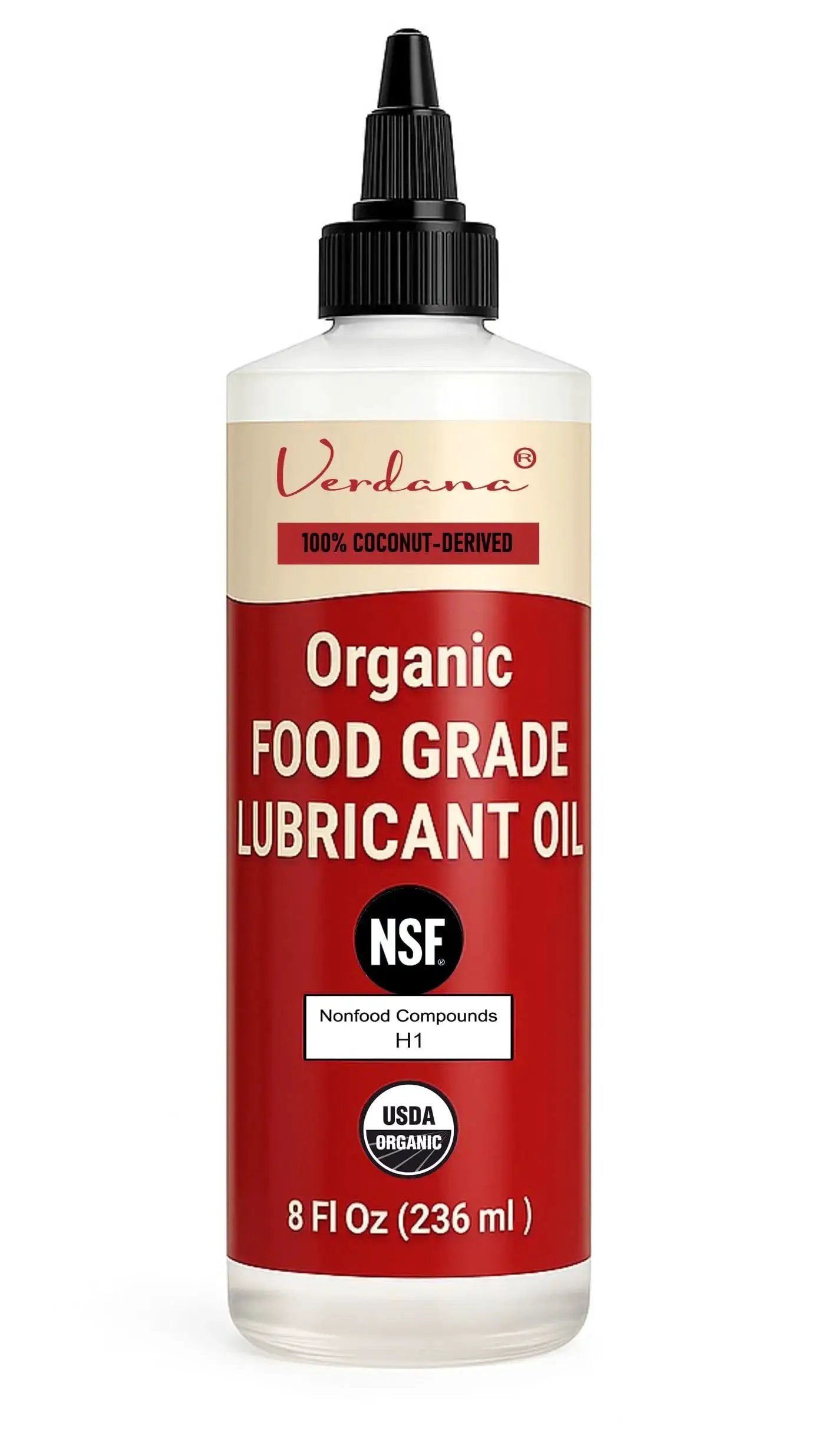 Food Grade Pro Grade Lubricant Oil For Food Equipment With NSF H1 Certification, Organic Coconut Derived, 8 Fl Oz Bottle