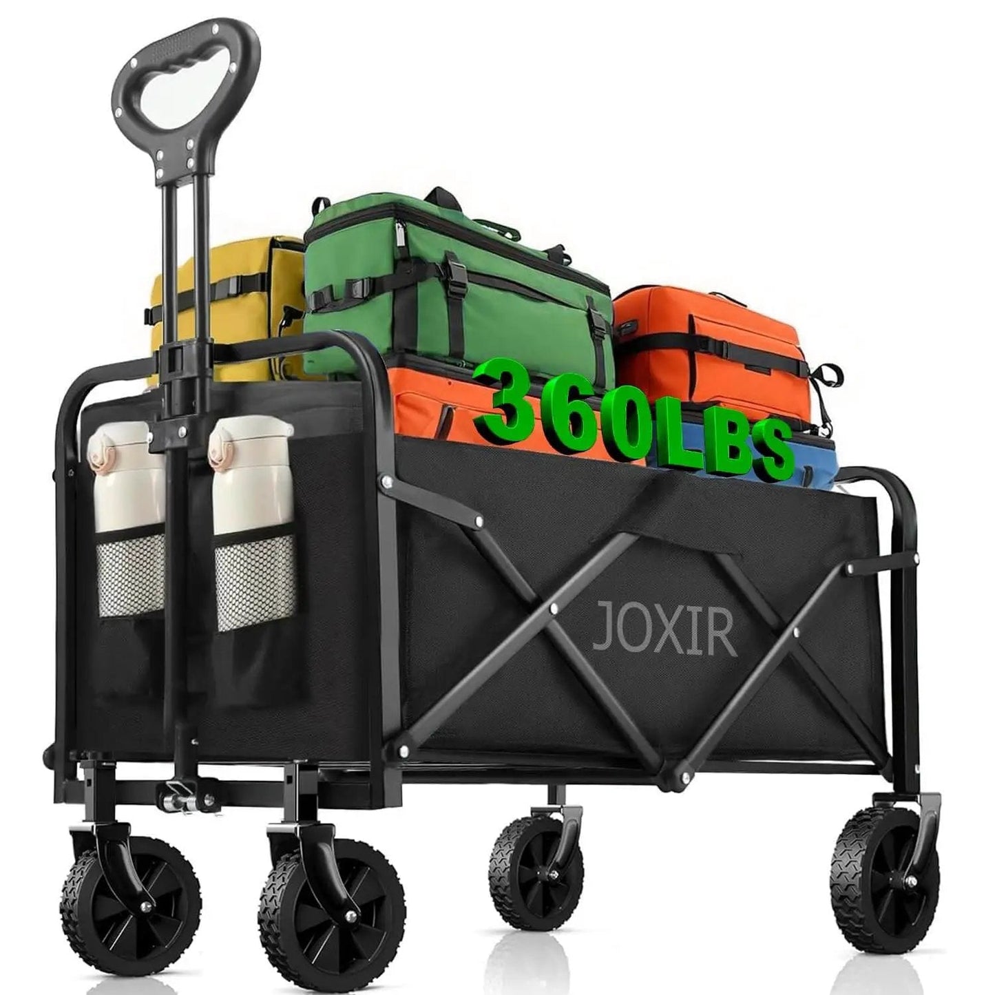 Collapsible Wagon Cart Foldable 120L 360Lb Load Capacity Lightweight Beach Wagon For Grocery Runs Camping Shopping And Garden Gear