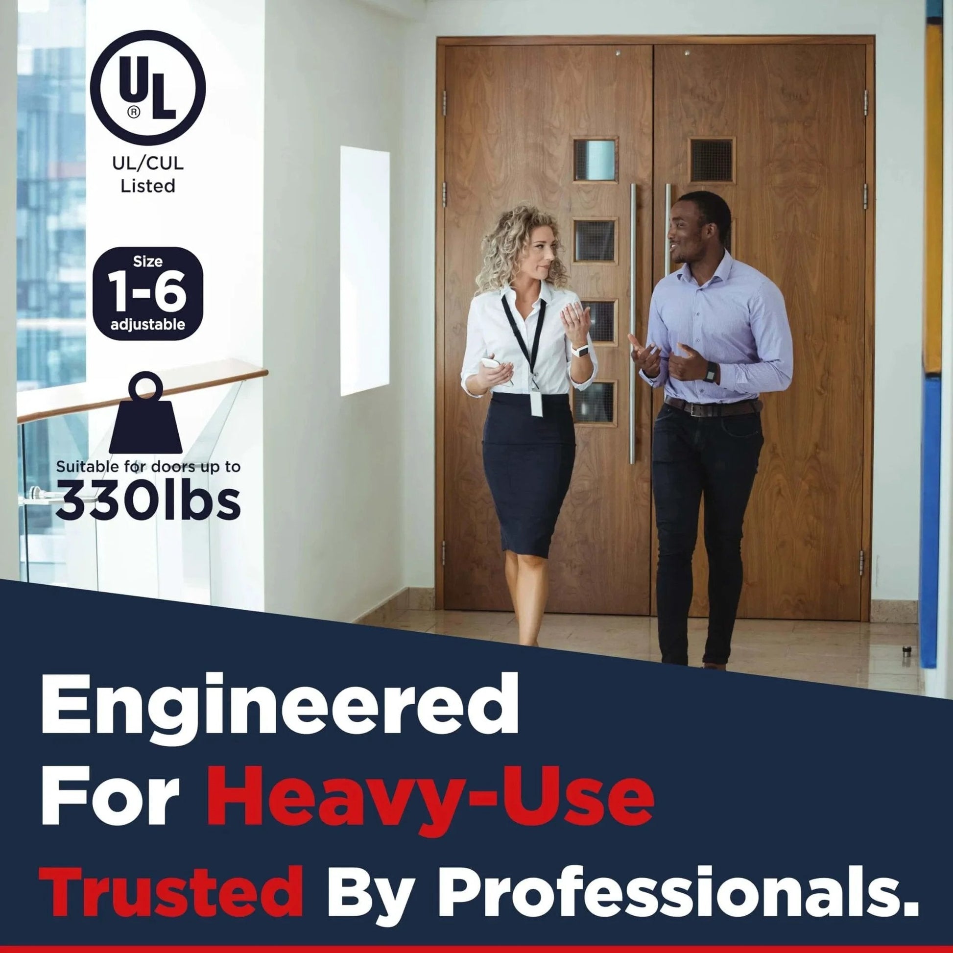 Commercial Heavy Duty Door Closer ADA UL Grade 1 Listed Self Closing For High Traffic Doors With Hydraulic Action in office entryway