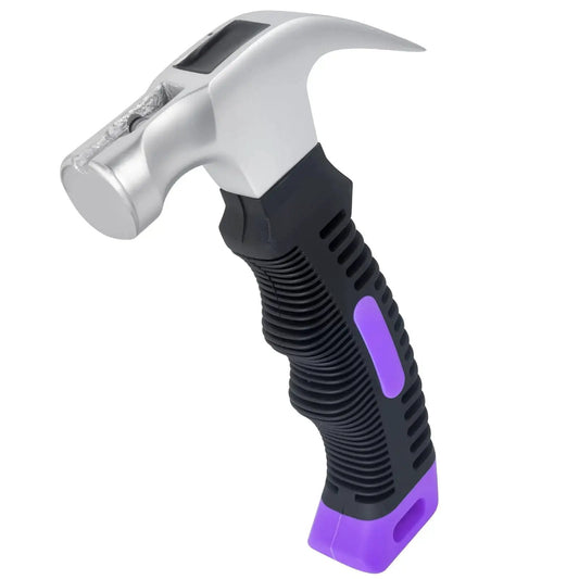 Compact 8 oz claw hammer with a magnetic nail holder, high-density steel, rust-resistant finish, ergonomic grip for DIY projects.