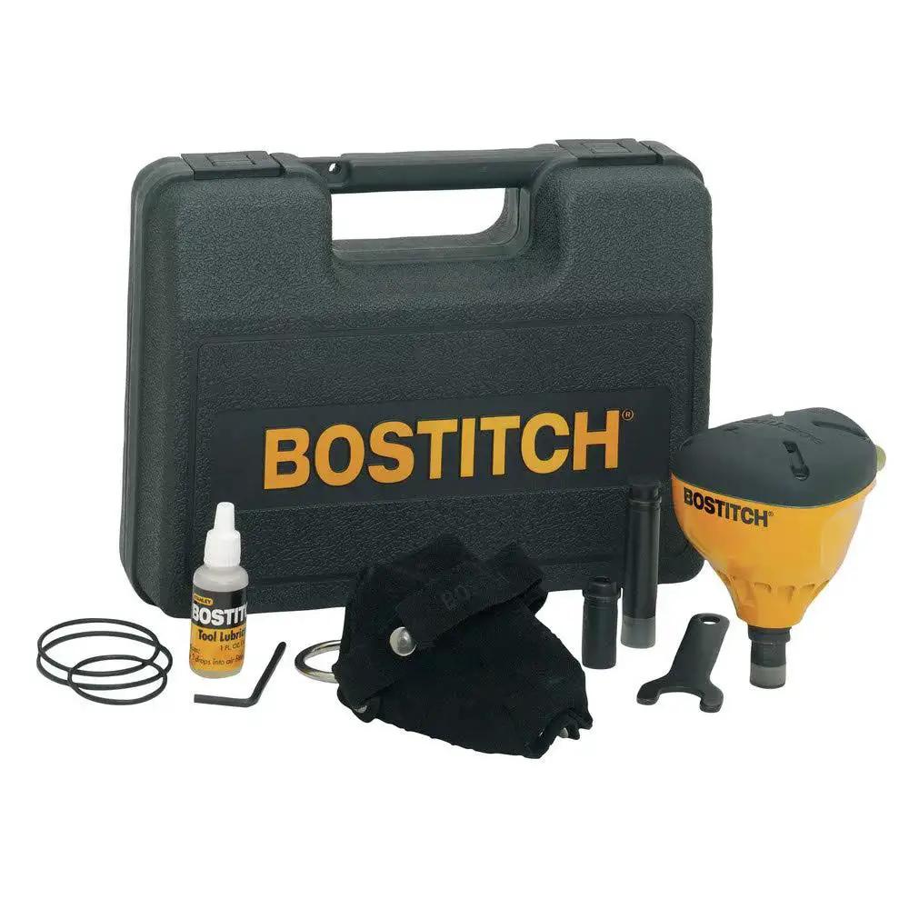 Compact palm nailer kit delivers one-handed control in tight spaces, driving nails up to 5 inches with a 2.9 lb body and three noses.
