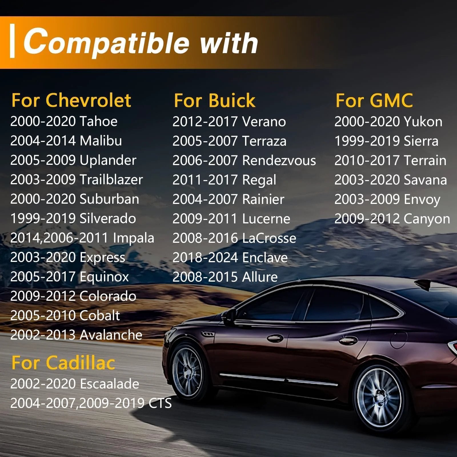 List of compatible GM vehicles for Engine Coolant Temperature Sensor ECT Water Temperature Sensor, including Chevrolet, Buick, and GMC.
