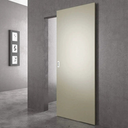 Concealed Sliding Barn Door Hardware and Track Floating Wall Mount, Soft Close and Quiet Operation, Upgraded 4-Wheel Pulley System