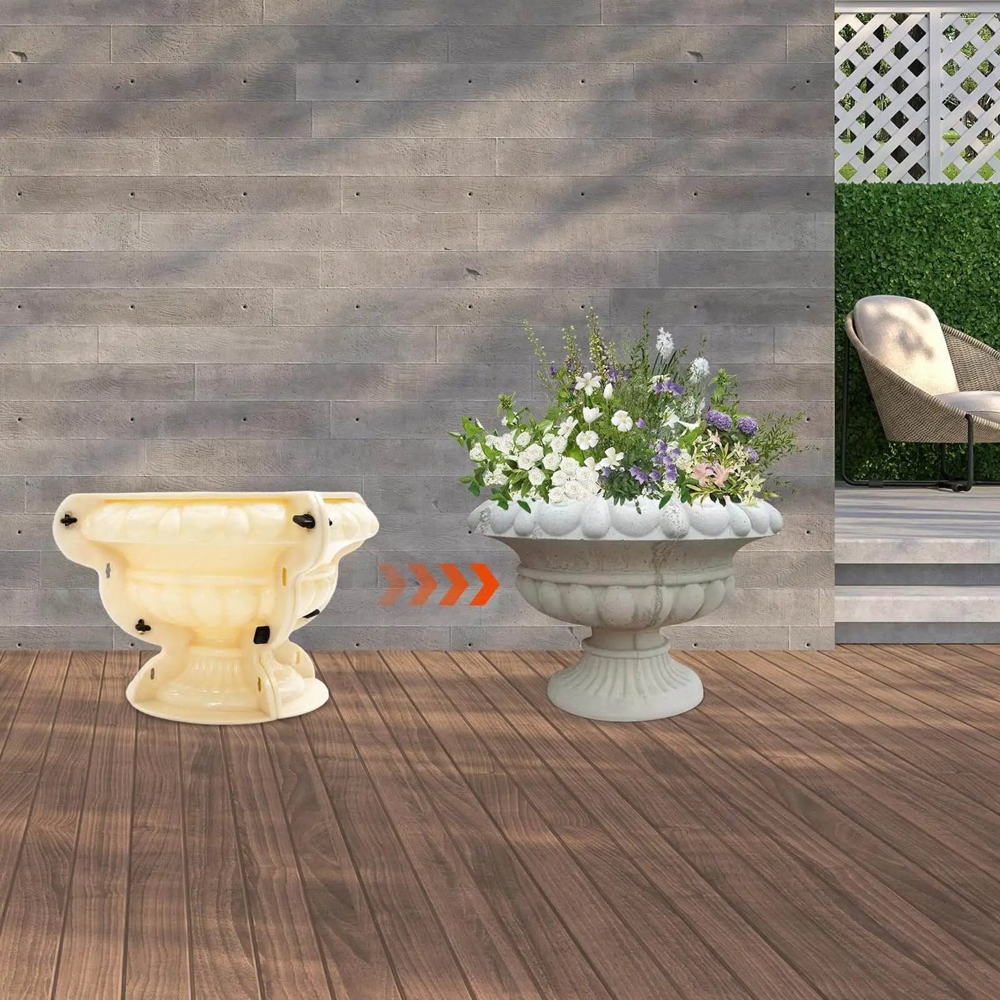 Large Concrete Planter Mold For DIY Garden Projects Durable ABS Plastic Urn Pedestal Mold 14.96 By 10.24 Inches in use