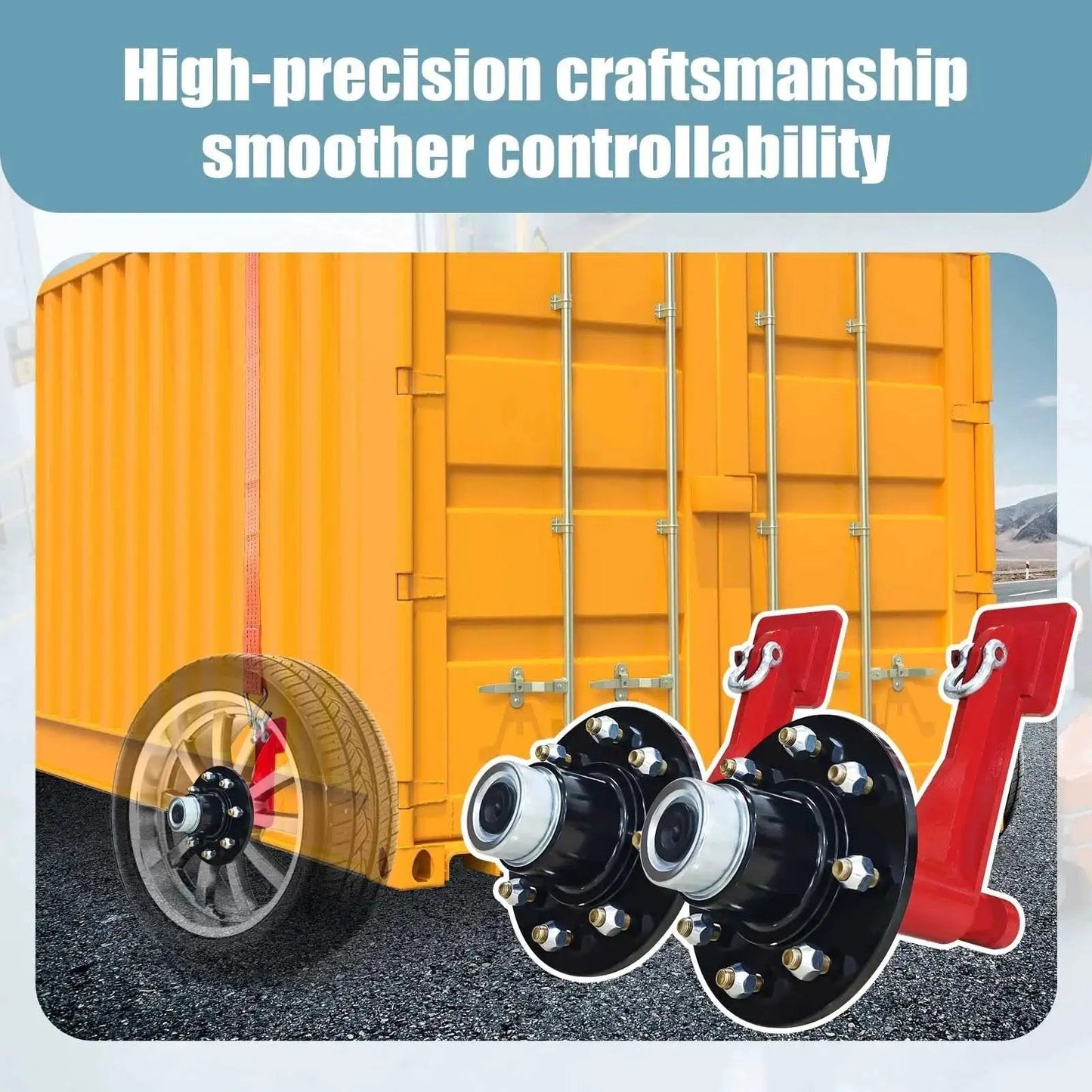 Heavy Duty Container Wheel Kit For 20ft And 40ft Empty Shipping Containers With 8 Lug Wheels, Strong Axles And Ratchet Tie Downs, Each Carrier Supports Up To 8800 Lb, Enables Easy Safe Moving Of Empty Containers Red.