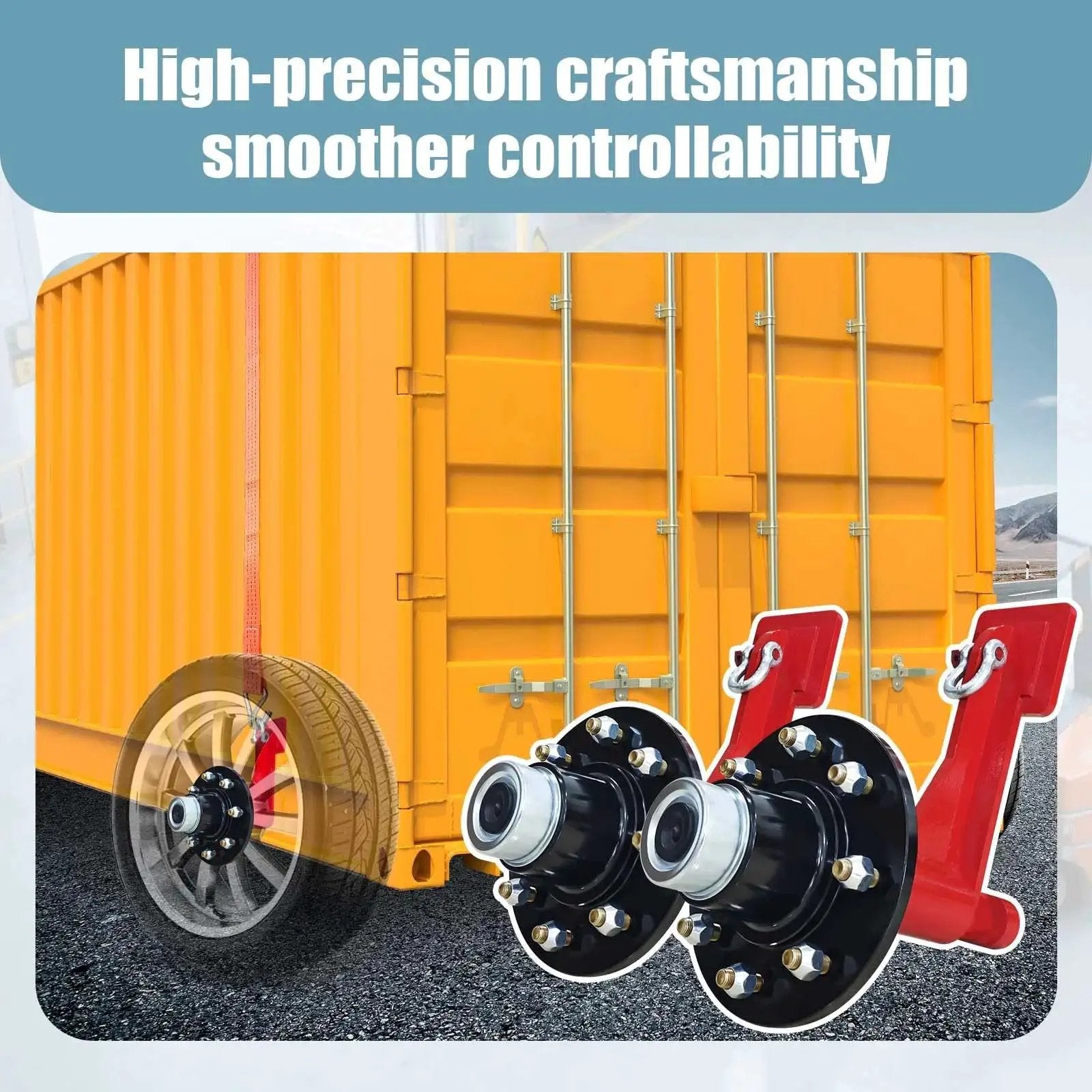 Heavy Duty Container Wheel Kit For 20ft And 40ft Empty Shipping Containers With 8 Lug Wheels, Strong Axles And Ratchet Tie Downs, Each Carrier Supports Up To 8800 Lb, Enables Easy Safe Moving Of Empty Containers Red.