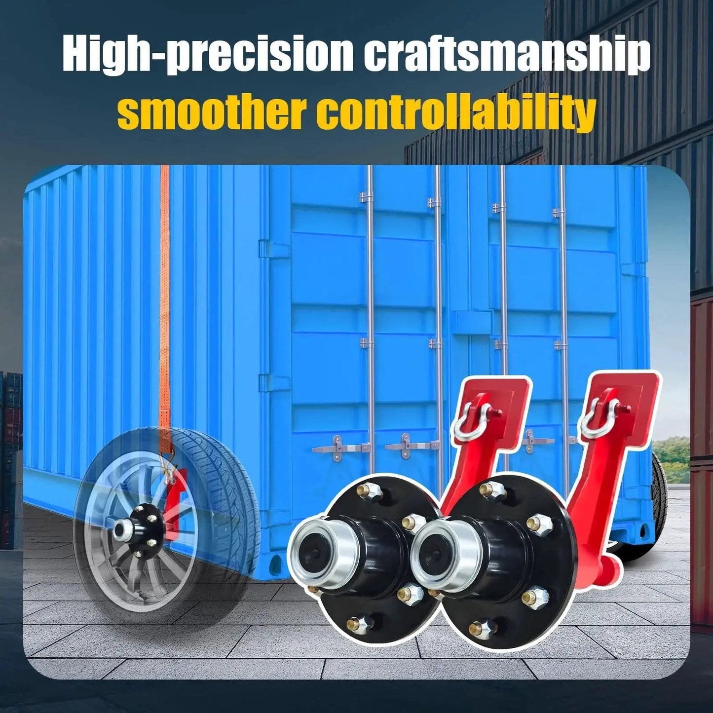 Container Wheel Kit With 6-Lug Axles And Heavy Duty Ratchet Tie Downs for Moving 20 to 40-Foot Shipping Containers