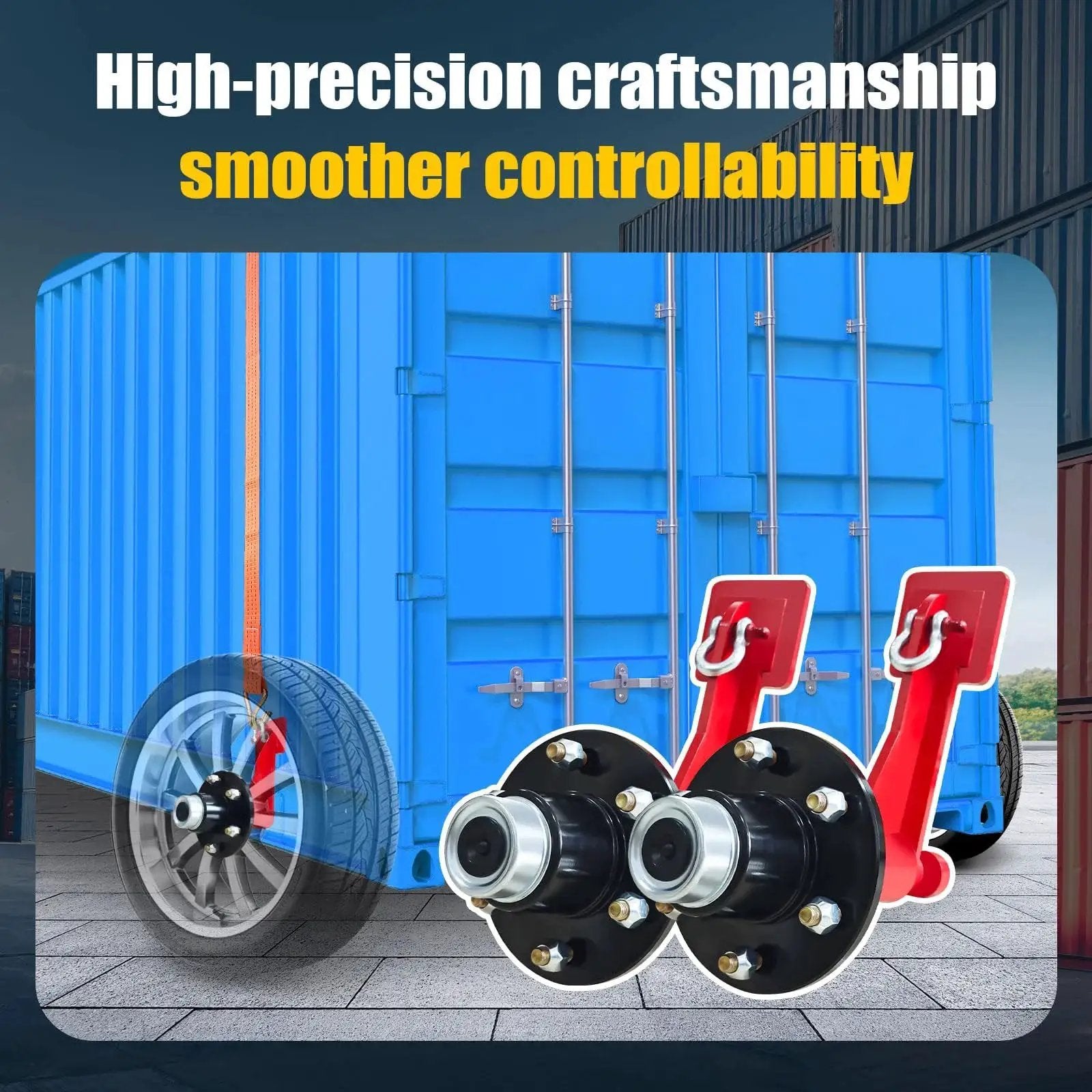 Container Wheel Kit With 6-Lug Axles And Heavy Duty Ratchet Tie Downs for Moving 20 to 40-Foot Shipping Containers