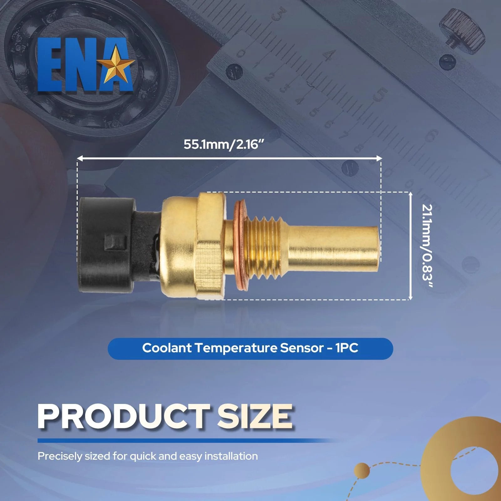 Engine Coolant Temperature Sensor For Chevy Silverado 1500 2500HD 3500HD Camaro CTS G5 And More Fits 2.0L 3.0L 4.8L L4 V6 V8 Engines 2011 To 2015 Replaces TX89 Compatible With GMC Buick Cadillac close-up view showcasing size and connector.