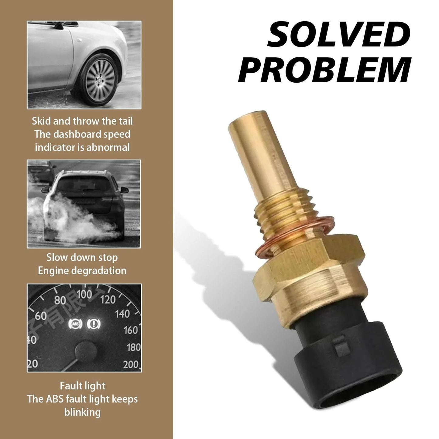 Durable 2 Pin Car Coolant Temperature Sensor Direct Replacement For OEM 15404280 12191170 60811520 12608814 Delphi Compatible gold sensor on a white background.