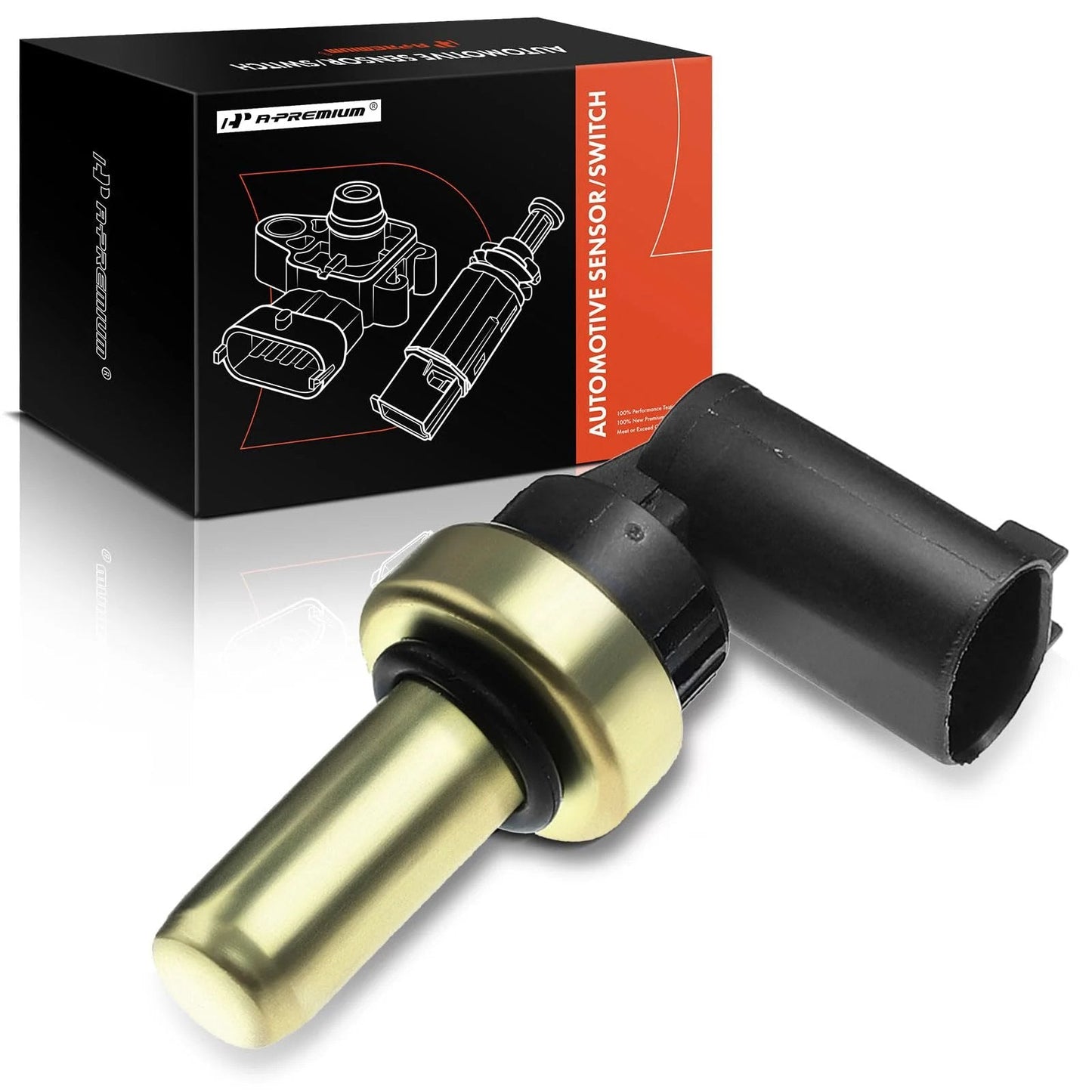 Coolant Temperature Sensor For Chrysler Crossfire Dodge Sprinter Freightliner Sprinter Maybach 57 62 Mercedes B200 C250 C300 C350 E320 ML320 Replacement Sensor with a gold tip and black connector.