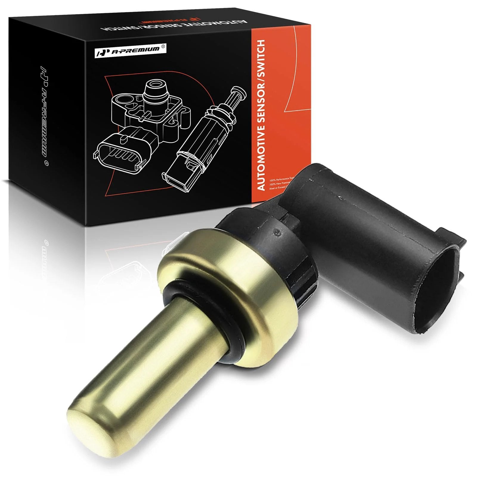 Coolant Temperature Sensor For Chrysler Crossfire Dodge Sprinter Freightliner Sprinter Maybach 57 62 Mercedes B200 C250 C300 C350 E320 ML320 Replacement Sensor with a gold tip and black connector.