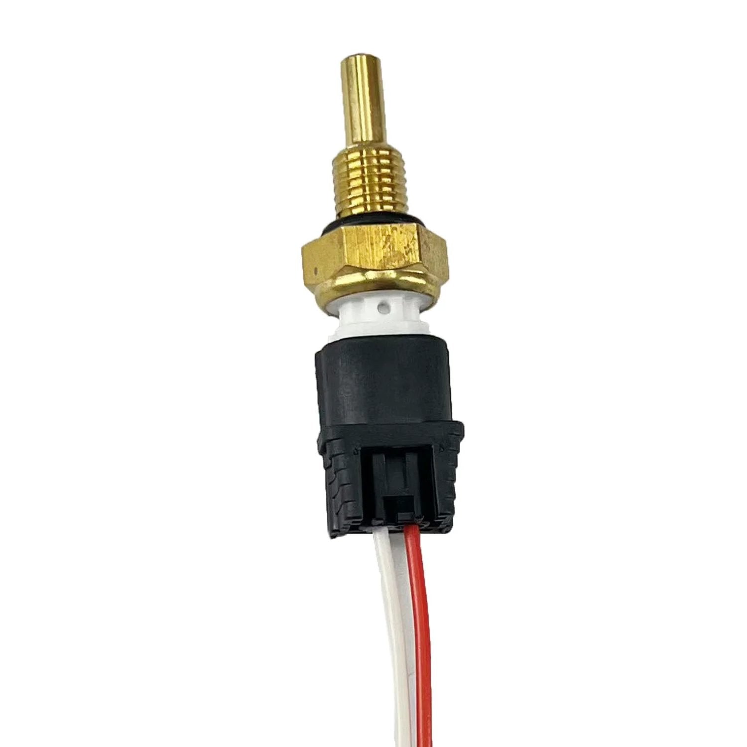 Close-up view of Coolant Temperature Sensor With Connector Pigtail Harness for Honda vehicles, featuring metal connector and wiring.