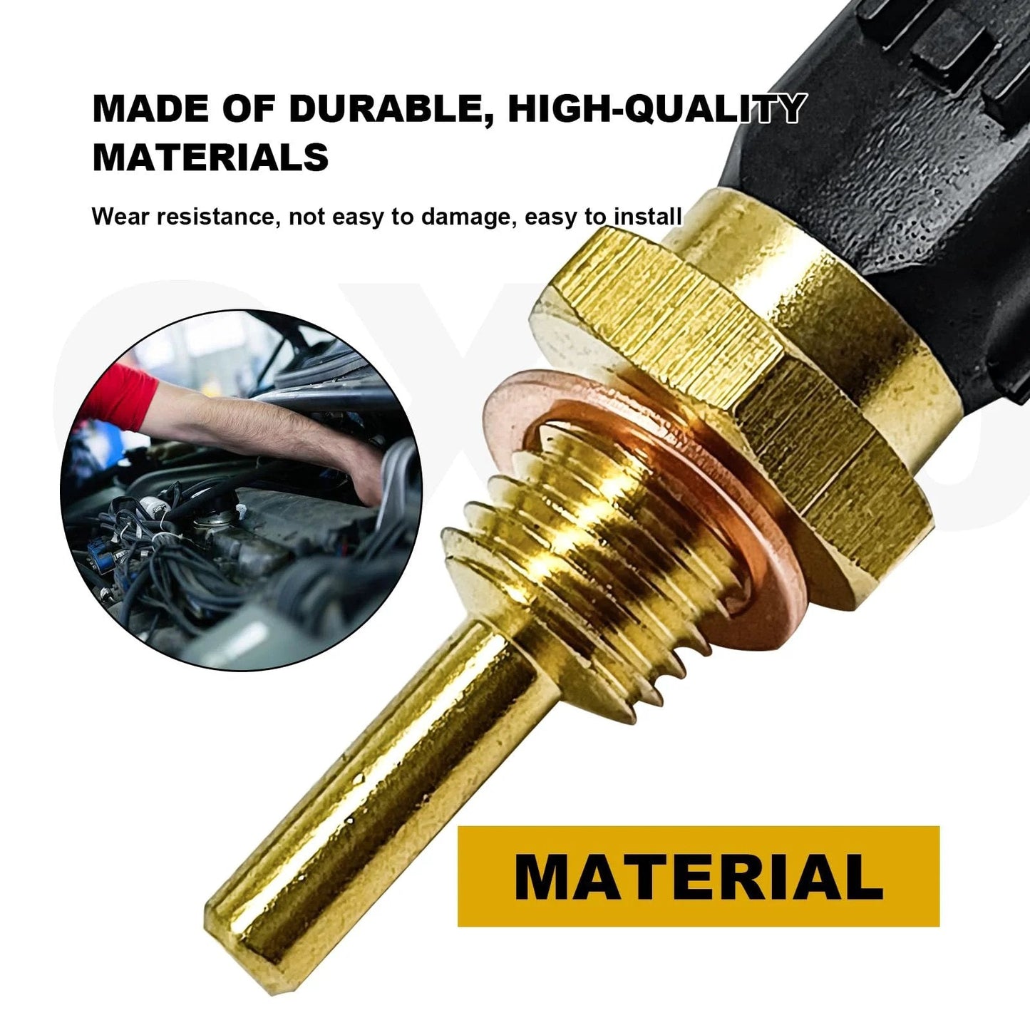 Premium Coolant Temperature Sensor Compatible With Nissan And Infiniti Vehicles From SYudwen close-up view showing metal tip and connector.