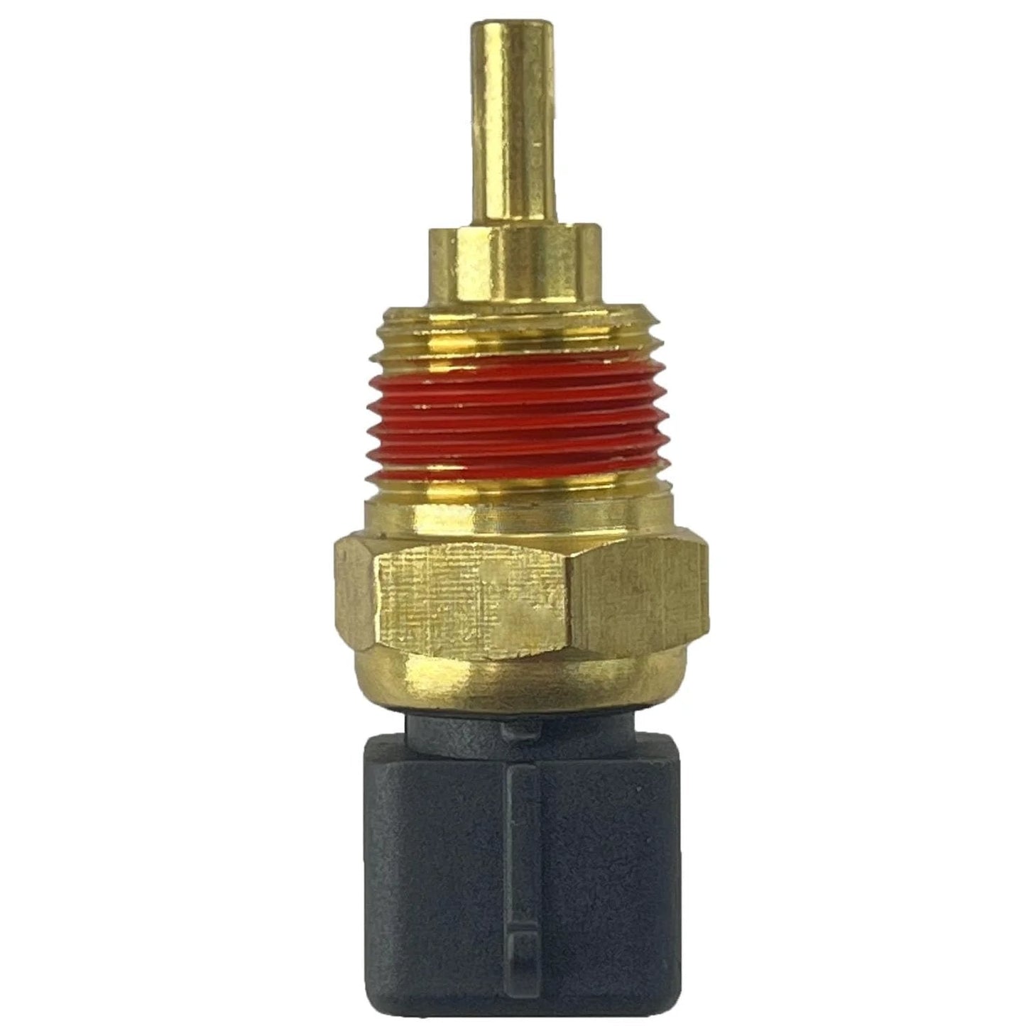 Front view of Coolant Temperature Sensor Replacement For Hyundai And Kia Rides Direct Fit OEM with brass and plastic components.