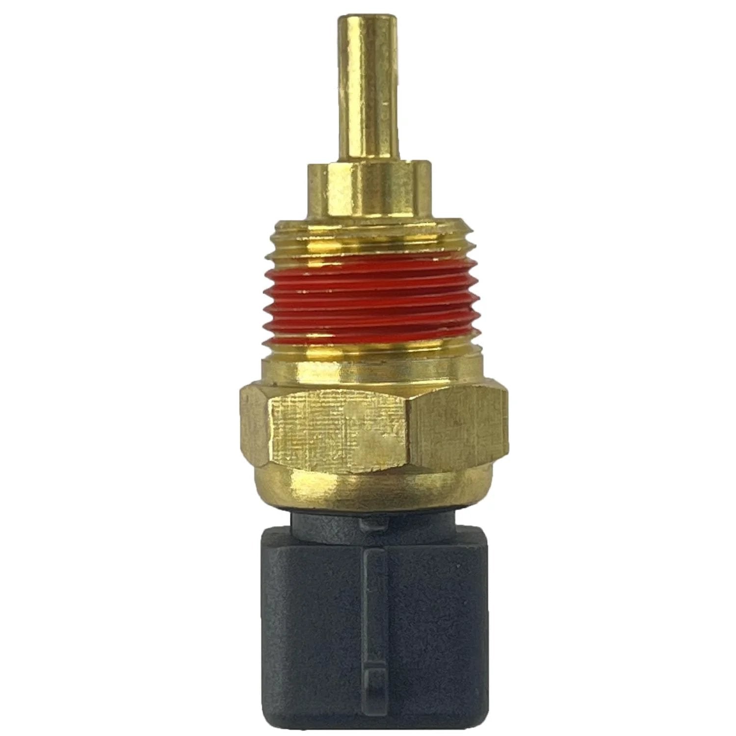 Front view of Coolant Temperature Sensor Replacement For Hyundai And Kia Rides Direct Fit OEM with brass and plastic components.