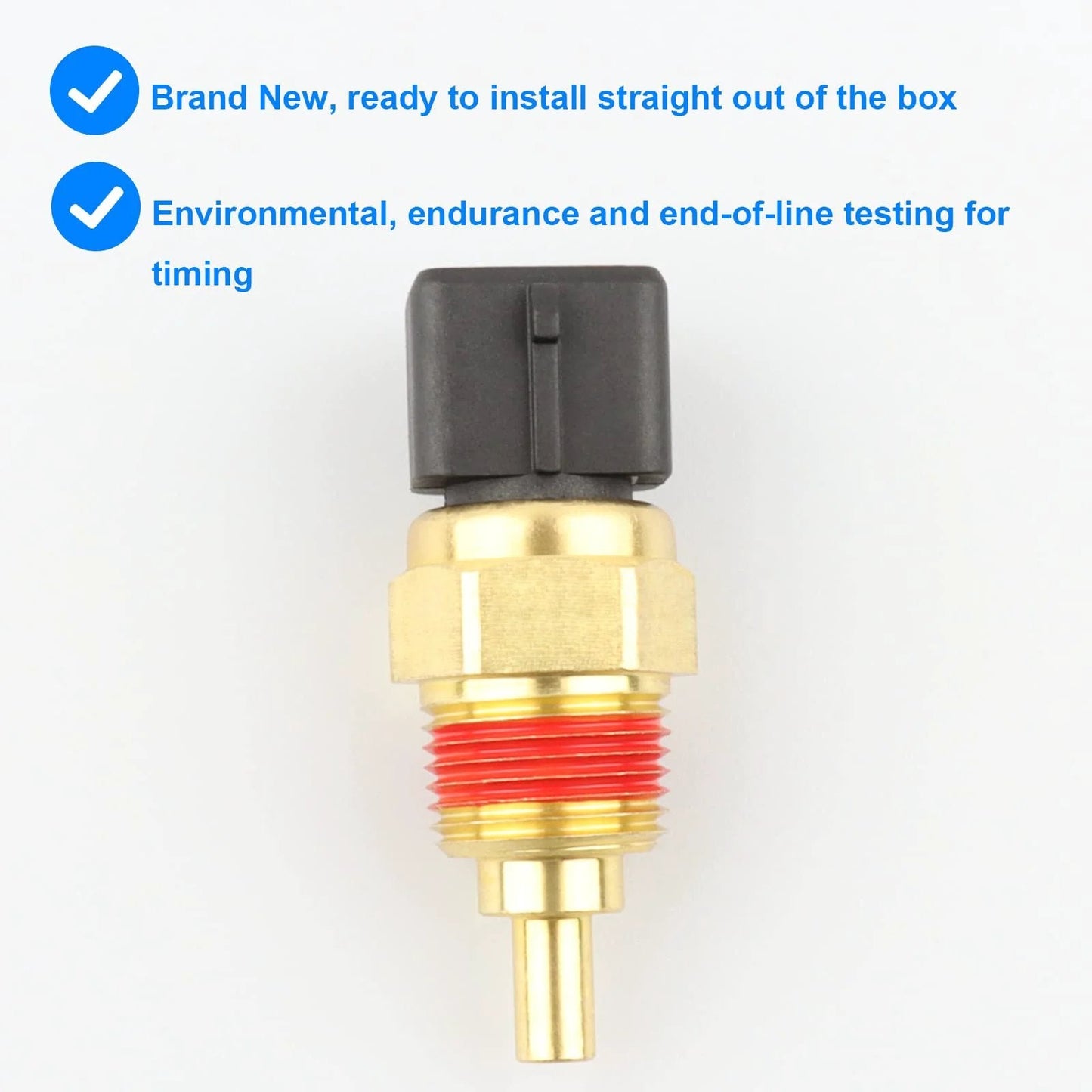 Durable Replacement Budget Friendly Coolant Temperature Sensor For Hyundai And Kia Vehicles ECT Temperature Sensor 39220 38030, gold and red unit.