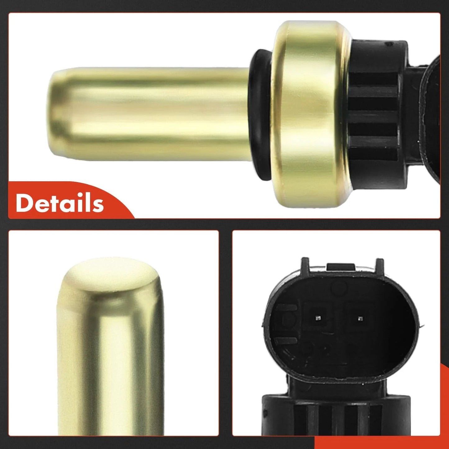 Coolant Temperature Sensor For Chrysler Crossfire Dodge Sprinter Freightliner Sprinter Maybach 57 62 Mercedes B200 C250 C300 C350 E320 ML320 Replacement Sensor close-up view showing connector and metal finish.