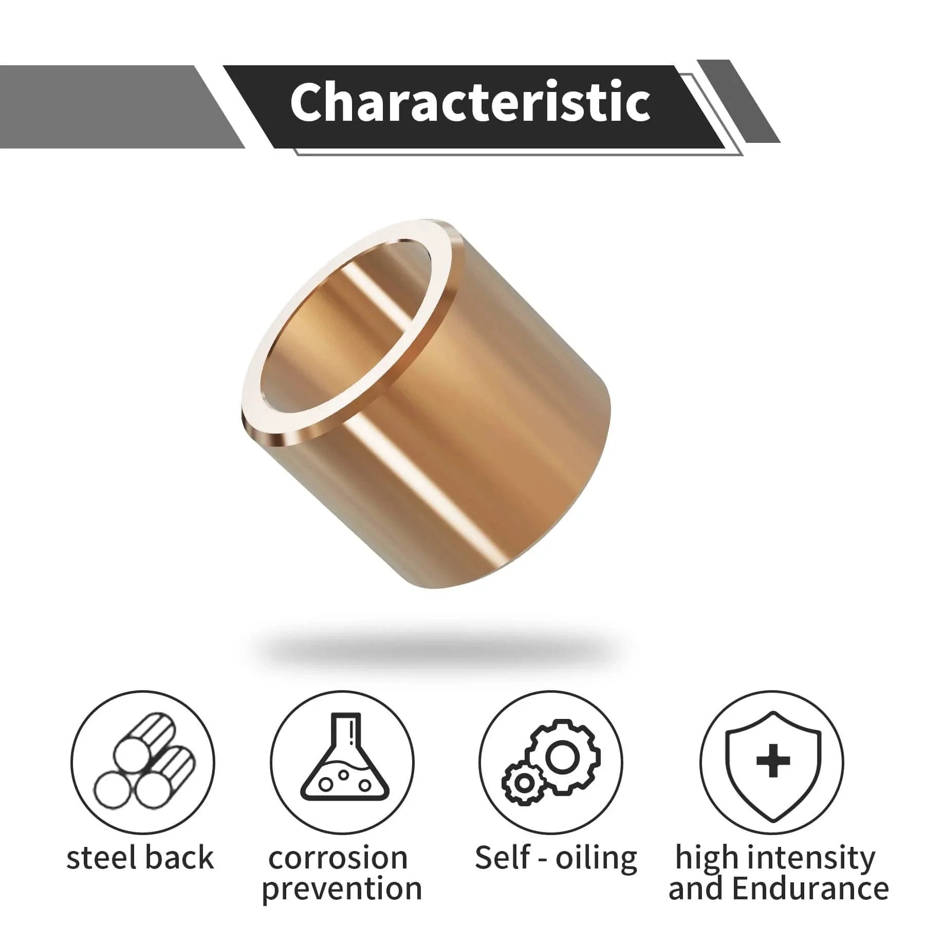 Sleeve Bearing Three Quarters Inch Bore One Inch Outer Diameter Seven Eighths Inch Length Cast Brass Wrapped Oilless Self Lubricating Bushing