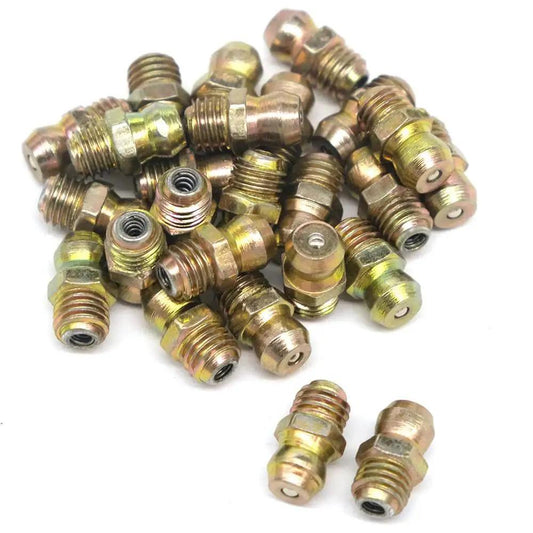Premium Copper Taper Thread Grease Zerk Nipple Fitting Straight 1/4-28 SAE-LT 25 Pcs Set for Standard Grease Ports