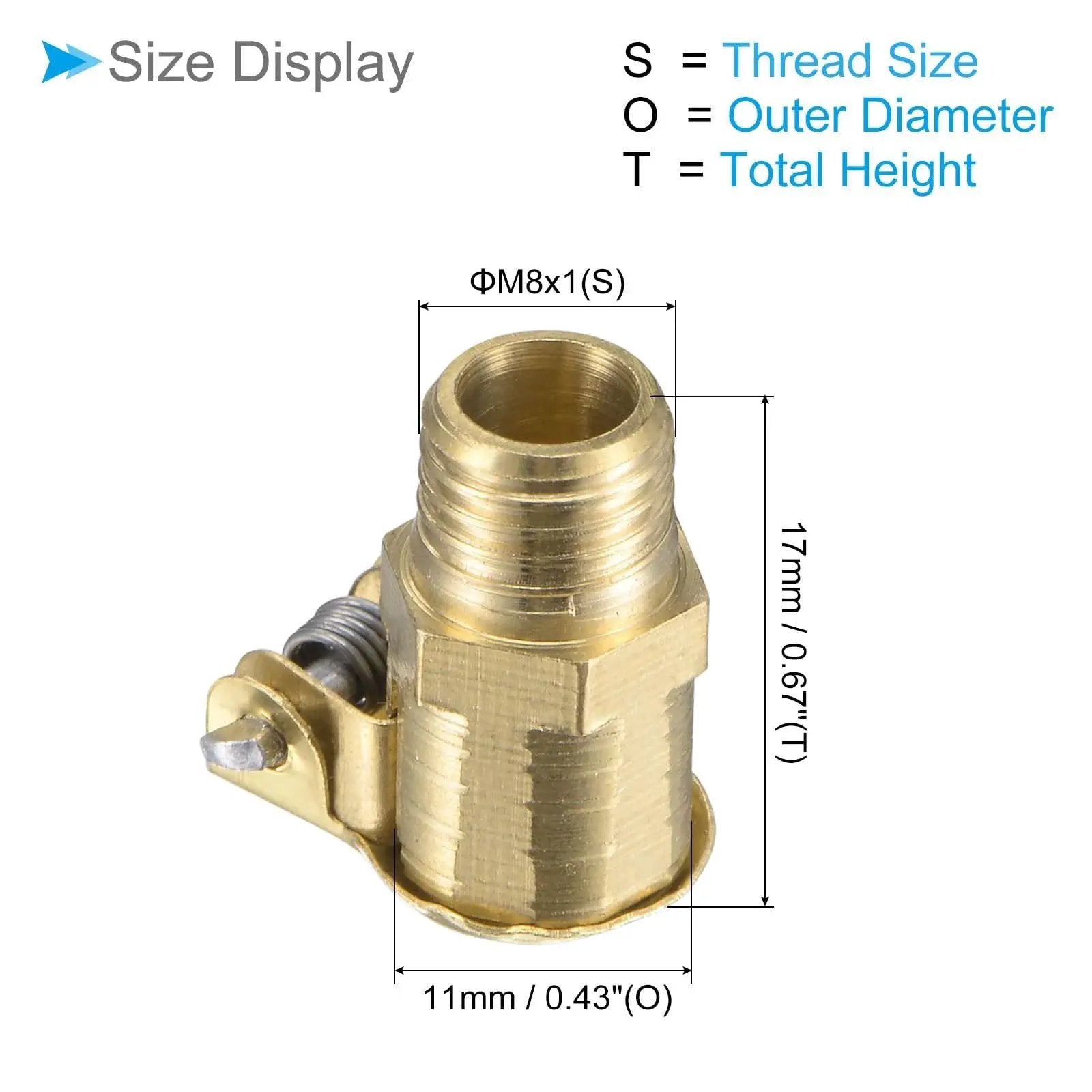 Copper Oil Cup Cap M8x1 Thread For Industrial Lubrication Oil Container Oiler For Lathe Machine Power Accessories, size details visible