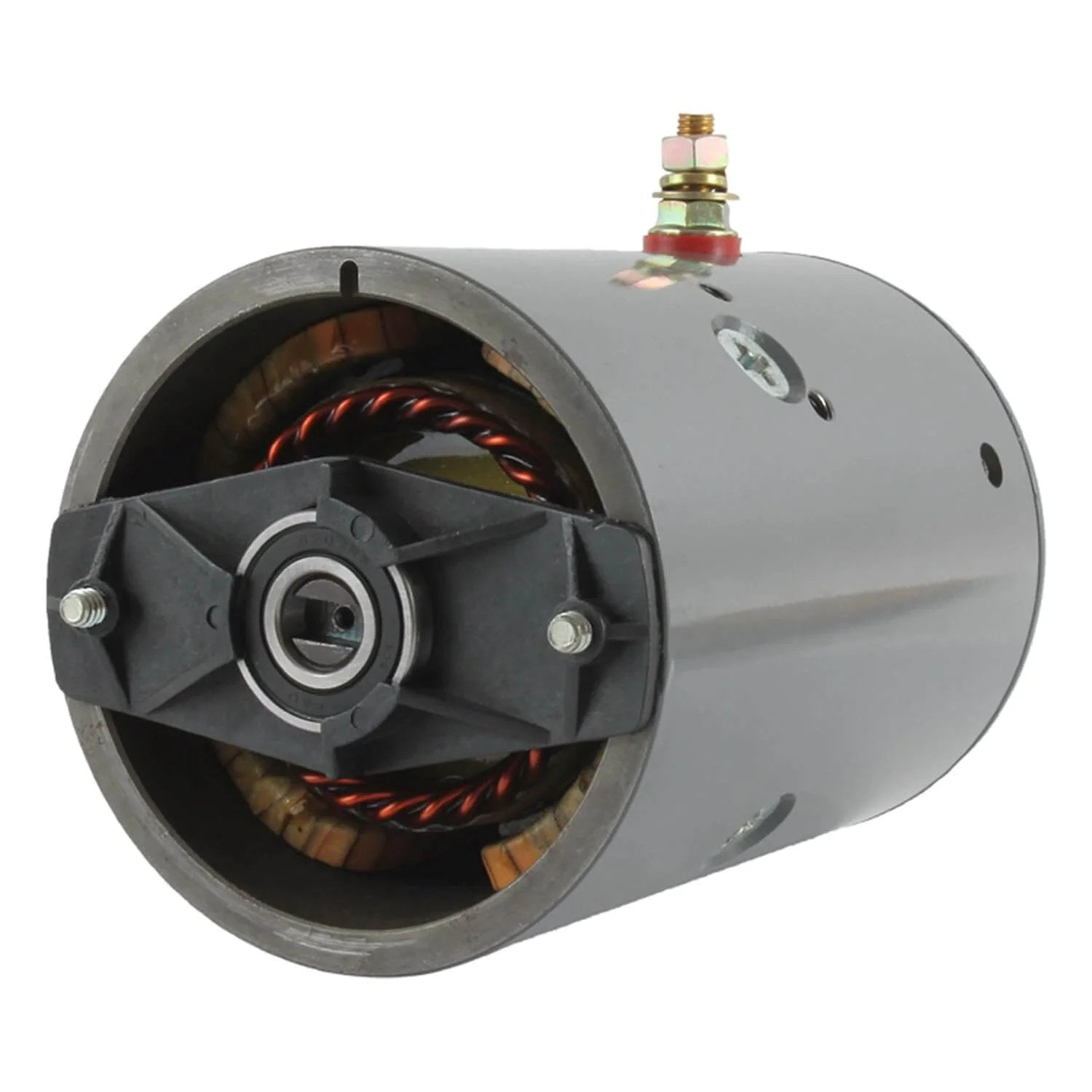 CRANK N CHARGE Pump Motor Compatible With Monarch 8111 8111D 8112 Western Plow M3100, front view showcasing motor assembly