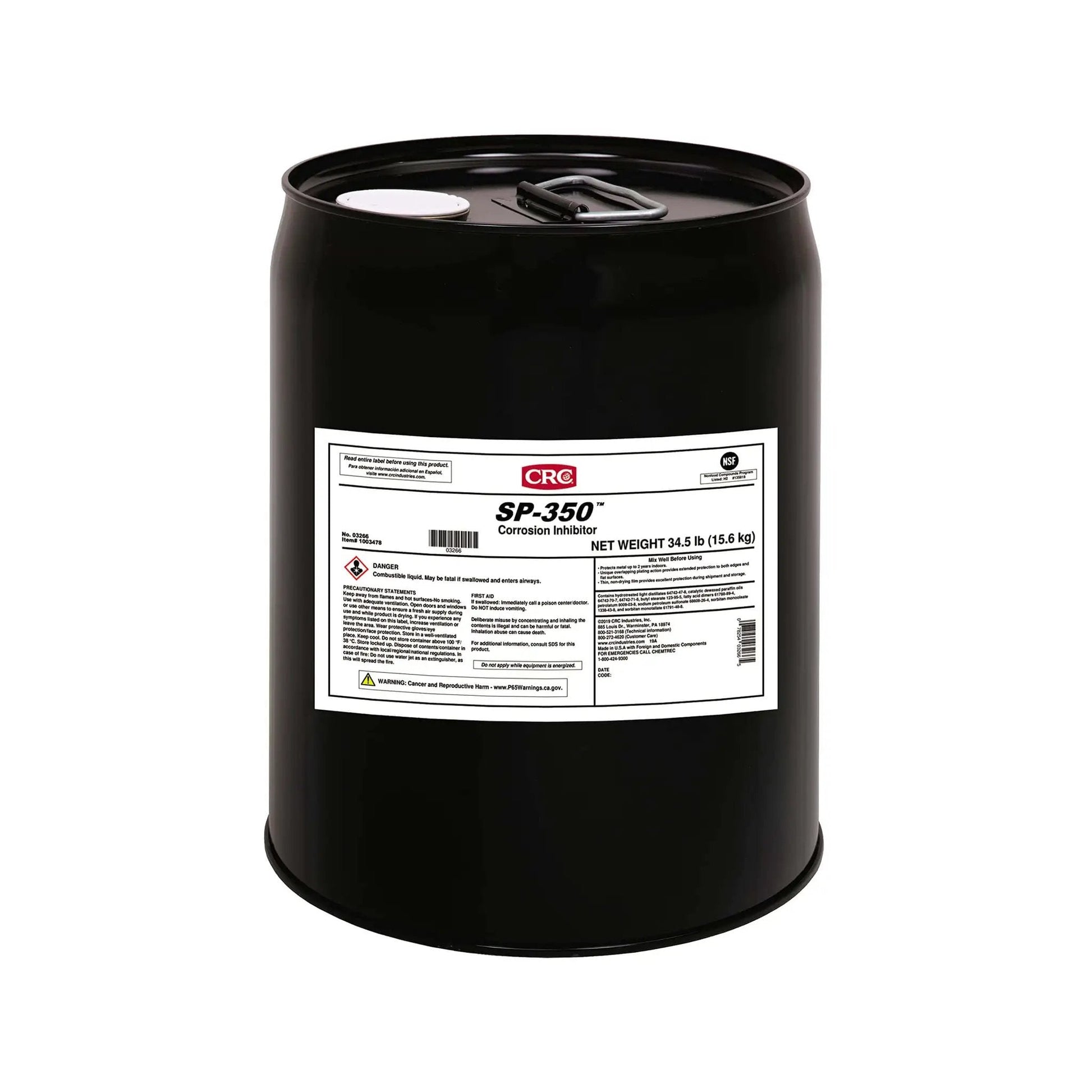 5 gallon pail of Long Lasting Indoor Heavy Duty Rust Prevention Lubricant For Metal Surfaces 5 Gallon SP350 Corrosion Inhibitor by CRC