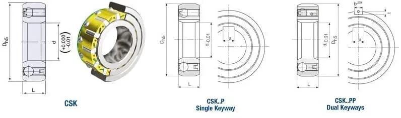 High Speed CSK25 One Way Bearing Clutches 25X52X15mm Without Keyway CKK25 CSK6205 Free Wheel Clutch Bearings CSK205