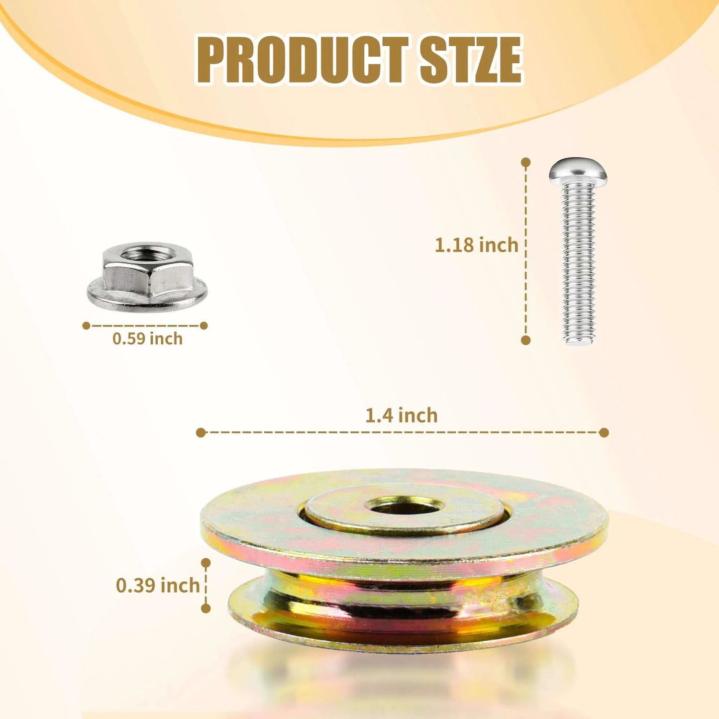 Components of 4 PCS Cut-Off Flange Track Bearing Kit for Tapco Pro & Max Siding Brake with size measurements
