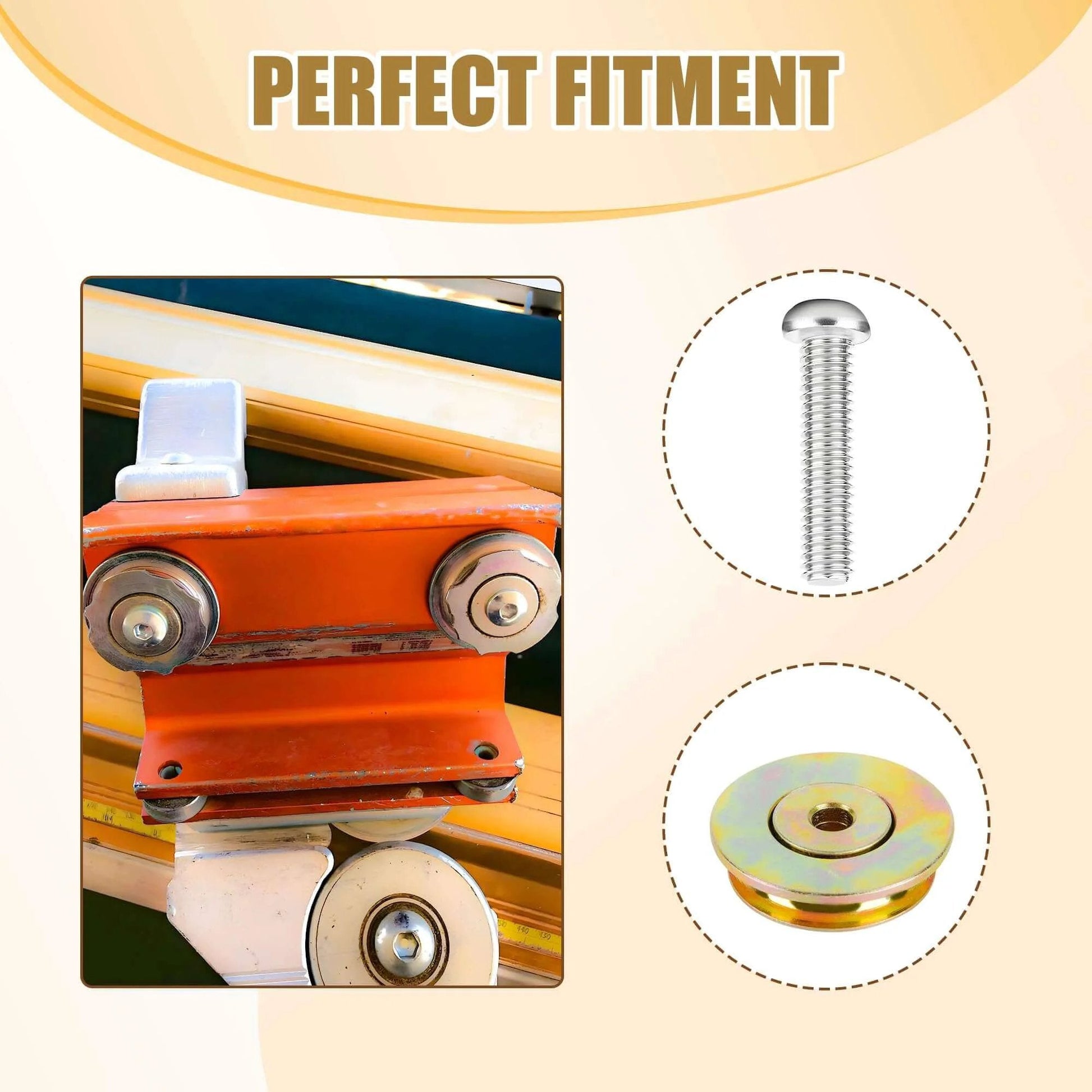 ✝️ 4 PCS Cut-Off Flange Track Bearing Kit for Tapco Pro & Max Siding Brake, featuring rollers, screws, and lock nuts