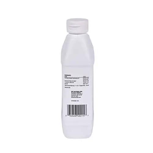 Back view of bottle labeled Dark Cutting Oil For High RPM Threading Of Steel And Brass Pipe 32 Oz Sulfonated And Chlorinated Formula