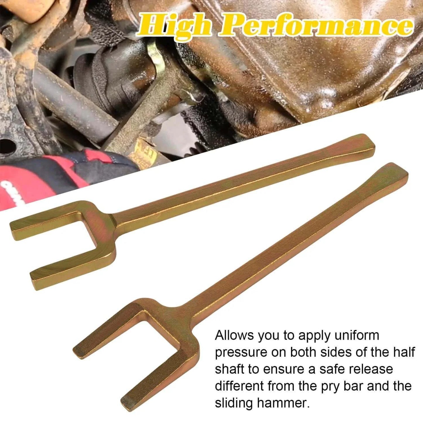 2 Piece Axle Popper Kit Inner CV Axle Removal Tool Set Fit for Front Wheel Drive Vehicles, showing tools and application detail