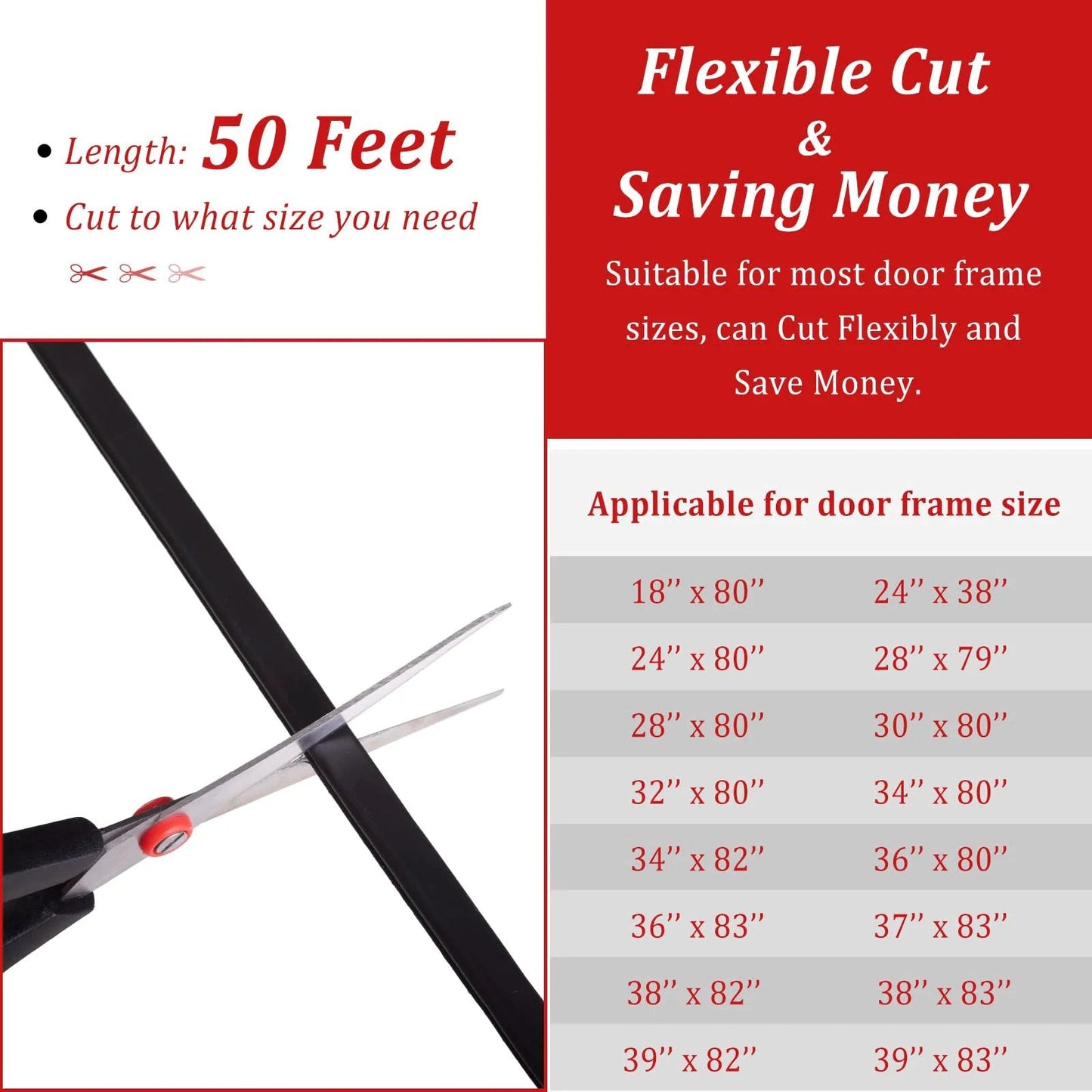 Close-up of tailor scissors cutting Heavy Duty D Shape Rubber Door Weather Stripping Seal For Large Gaps Self Adhesive Backing 50 Feet.
