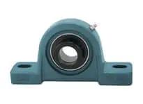 Front view of Single 1-7/16 in Pillow Block Bearing with Eccentric Collar, Heavy Duty Cast Iron Housing, Wide Inner Ring Ball Insert.
