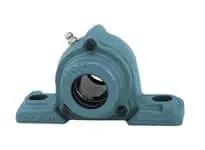 35mm Wide Set Screw Pillow Block Pair CUCP207C - 2-Pack Open Cast Iron Covers, Ball Bearing Insert, visible front view