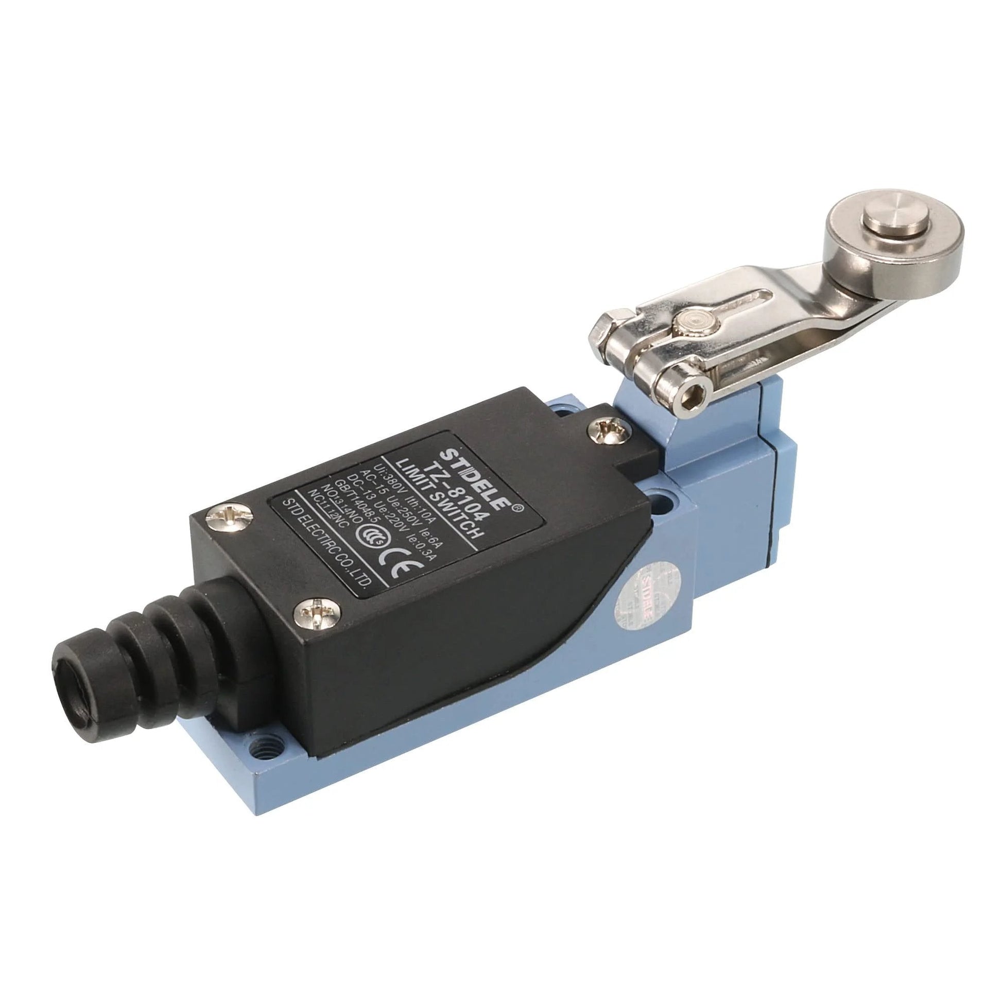 DC 220V 10A Rotary Roller Lever Actuator Enclosed Mini Limit Switch for CNC Mill 3D Printer Door Switch, side view