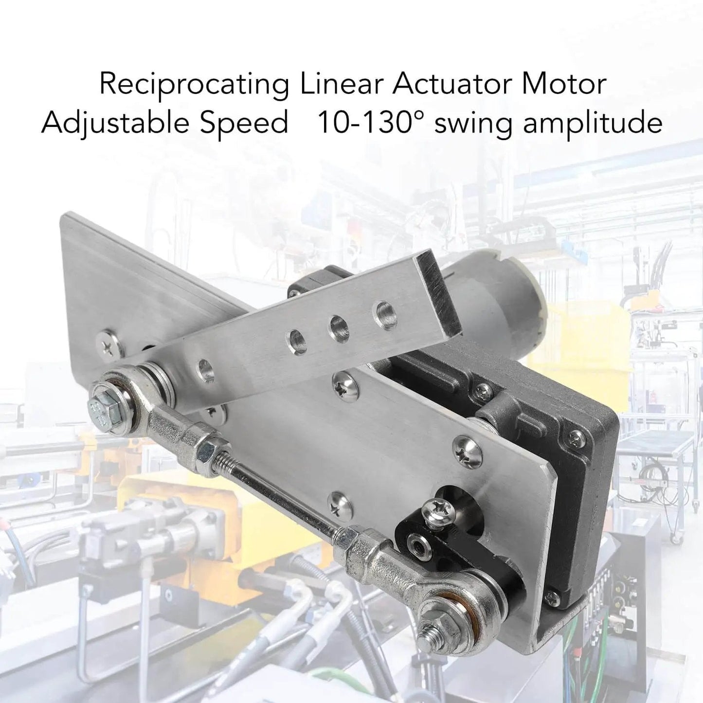 Side view of DC 24V Linear Actuator With Reciprocating Motor, 10 To 130 Mm Stroke, aluminum alloy body, in automation setup.