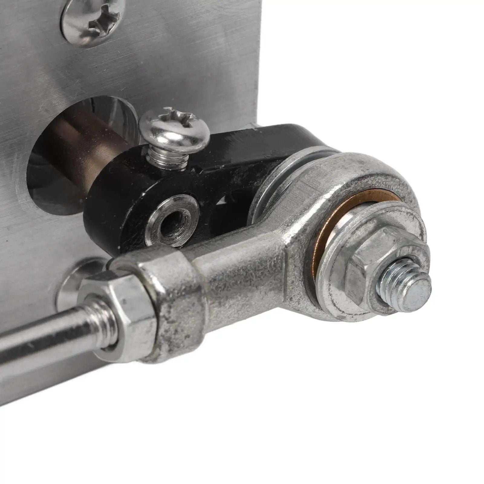Close-up of DC 24V Linear Actuator with Reciprocating Motor, 10 to 130 mm Stroke, Aluminum Alloy Body, Detail of Connecting Joint
