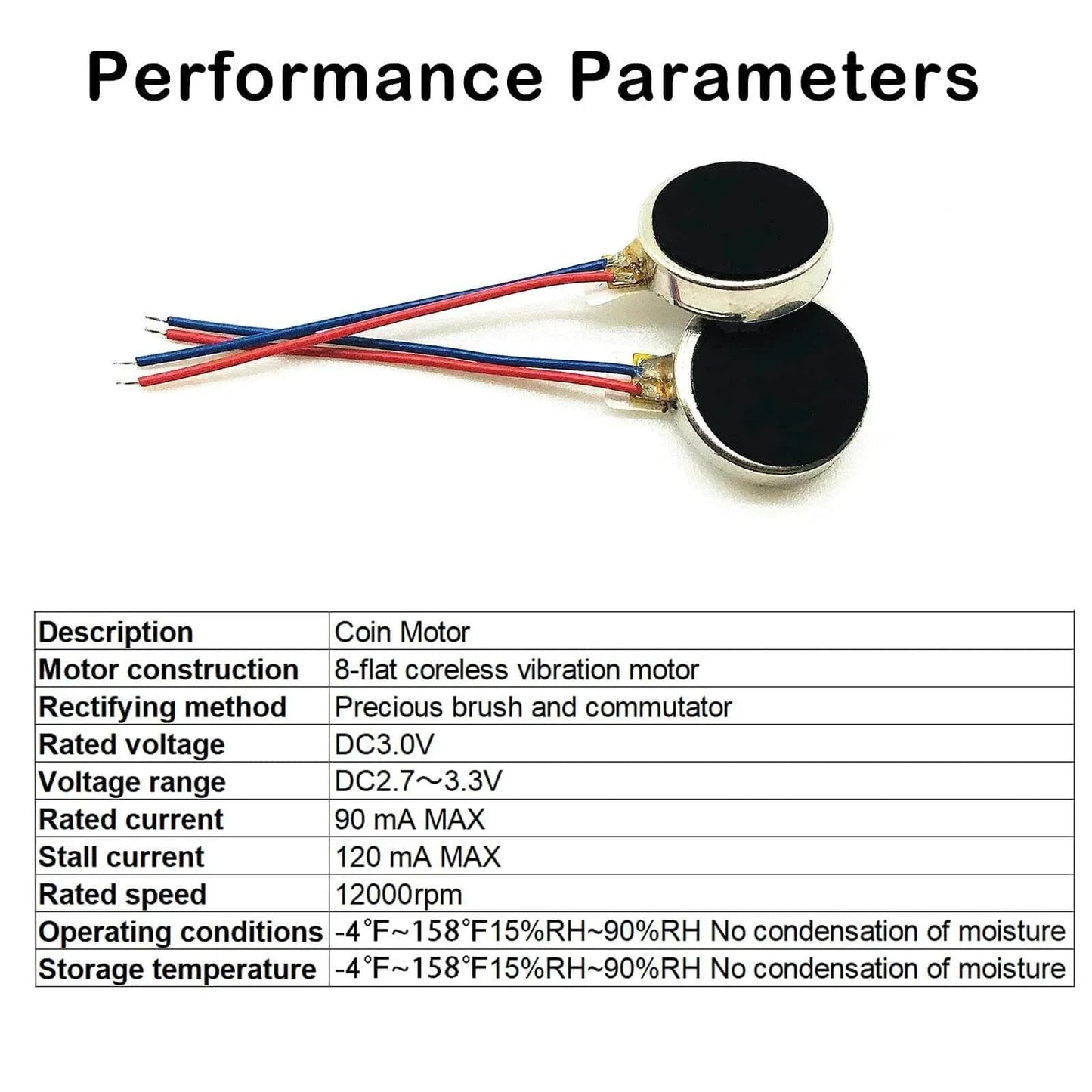 20PCS Vibration Motor DC3V 12000rpm Mini Vibration Motor Vibrating Motors for Projects with coin motor specs displayed