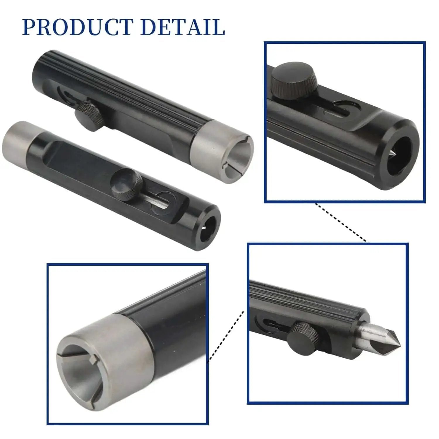 Close-up view of a black and silver tubing deburring and flaring tool for brake lines, showcasing detailed components.