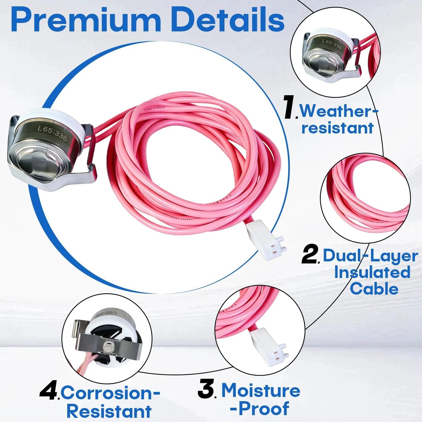 Premium Defrost Temperature Sensor For Heat Pumps That Works With Carrier Bryant Payne And Nordyne, Replaces 50VT 024 300, 50VT 030 300, And 50VT 030 500, close-up view showcasing features.