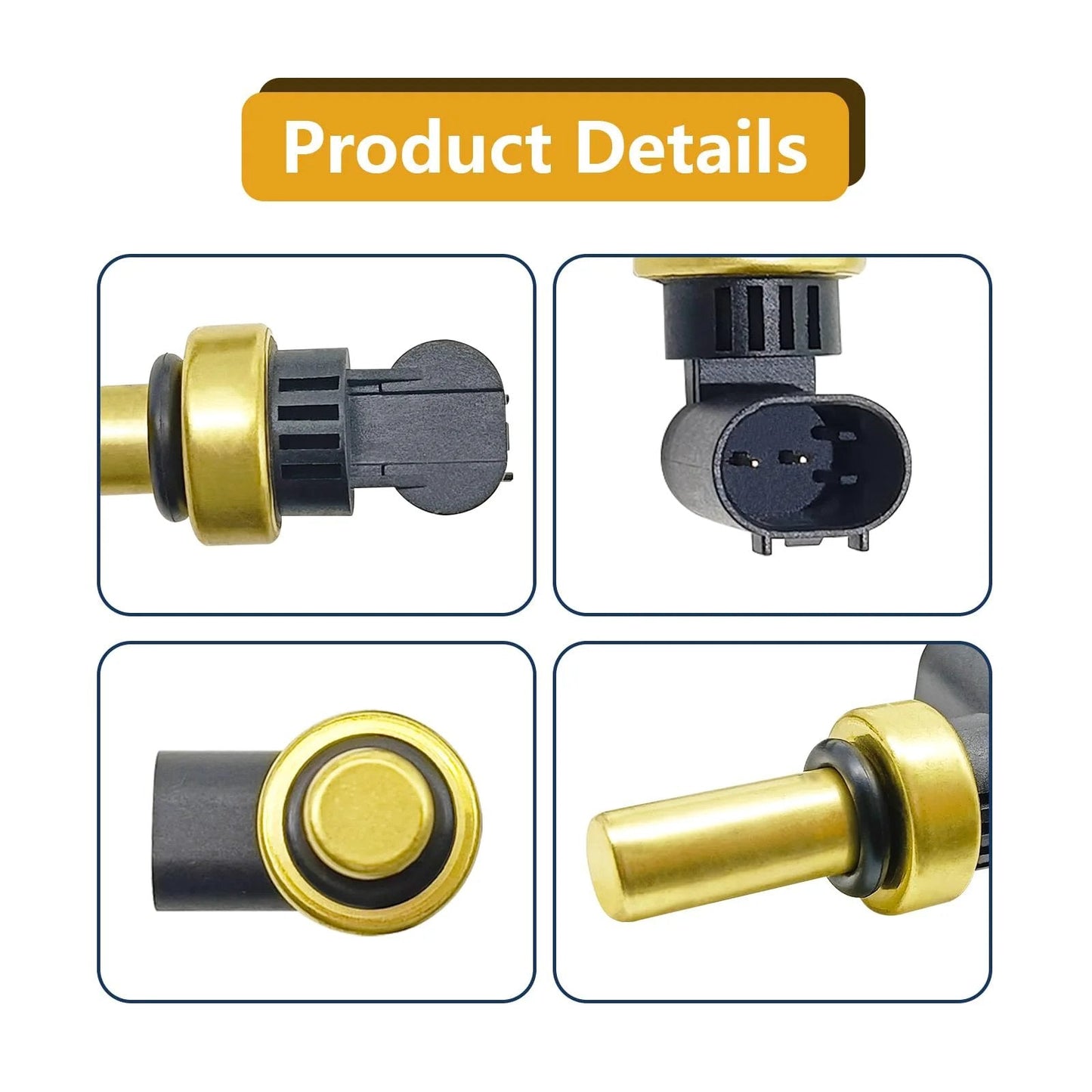Direct Fit Coolant Temperature Sensor 55591401 for Chevy Sonic, Trax, and Cruze, showing connector and side detail.