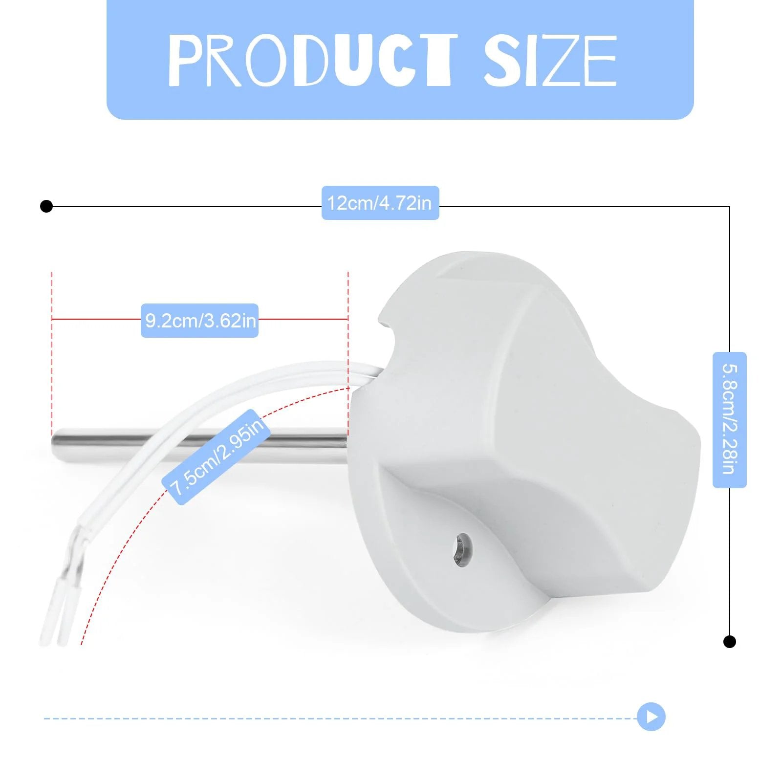 Discharge Air Temperature Sensor Replacement For Your HVAC Setup C7735A1000, showing dimensions for installation in ductwork.