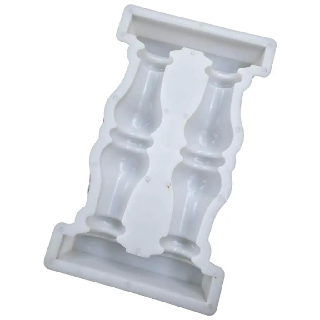 White DIY concrete fence vase mold for balcony garden, dual vase design, 280x500 mm. Do It Yourself Concrete Fence Mold For Balcony Garden And Pool Railings Dope Durable Plaster Casting Tool For Guardrails Columns And Home Decor Projects Easy To Use High Strength And Versatile.