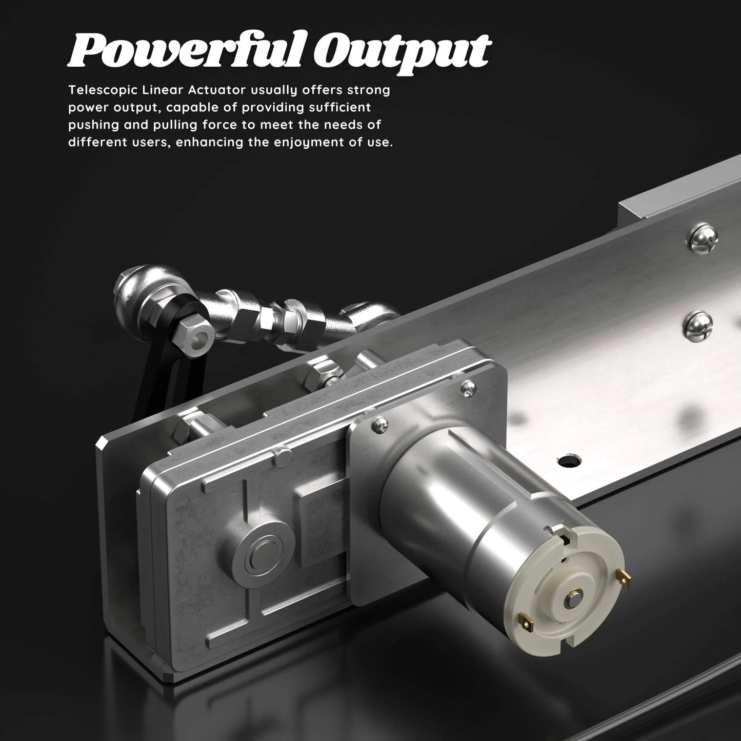 Close-up of DIY Reciprocating Linear Actuator Stroke 2cm-8cm Adjustable Telescopic Motor with Speed Controller, showcasing chrome tube.