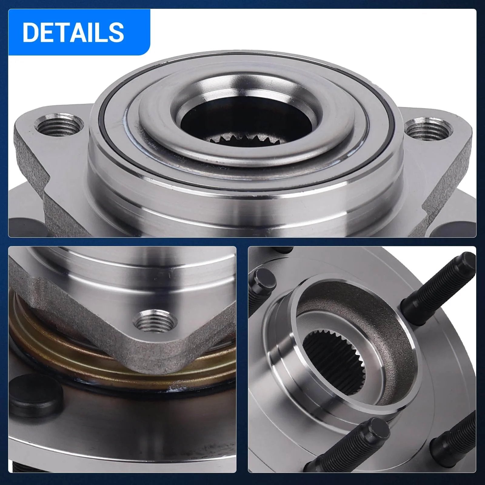 Close-up of 515072 Front Wheel Hub and Bearing Assembly for Dodge Ram 1500 2002 to 2008, non ABS 5 Lug OE replacement with precision design.