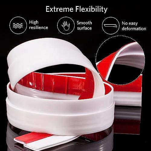 Close-up of Door Draft Stopper Under Door Sweep For Exterior And Interior Doors 2 Inch Wide 39 Inch Long White self-adhesive seal.
