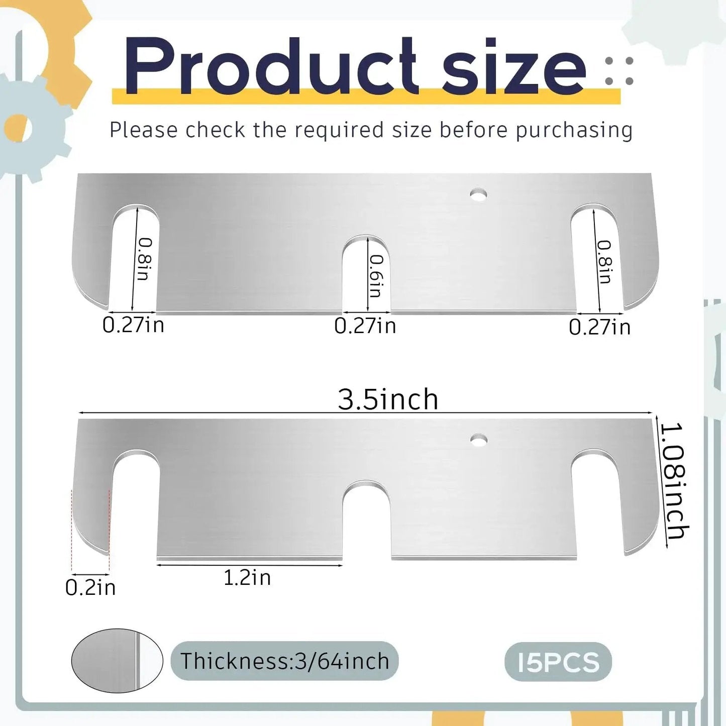 Door Hinge Shim Kit 15 Pcs Stainless Steel Shims 3.5 Inch Long By 1.08 Inch Wide 0.047 Inch Thick Silver Finish Size Guide