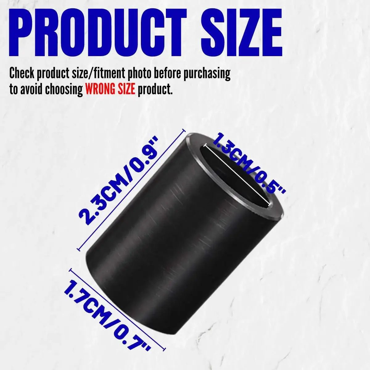 Product size guide for Four Piece Door Lock Lift Striker Bushings Set Seven Eighths Inch Size With Half Inch Inner Diameter