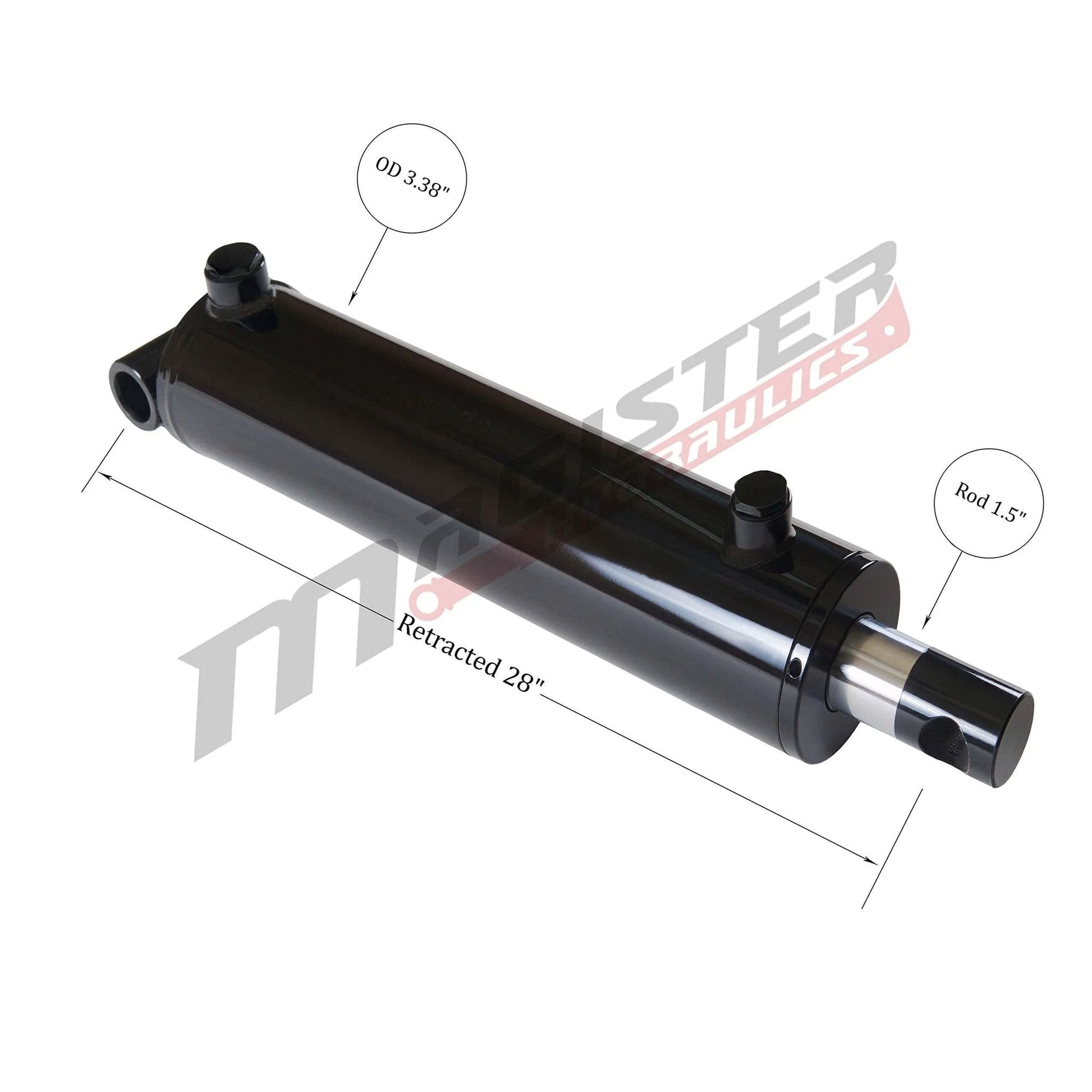 Double Acting Hydraulic Cylinder - Universal Hydraulic Cylinder 3" Bore 20" Stroke - Pin Eye Style Hydraulic Cylinders (3x20)
